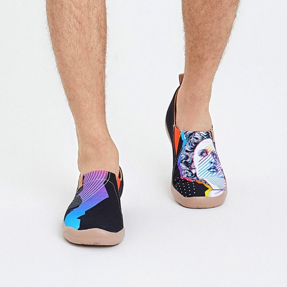 UIN Men’s Sneakers Comfort Walking Canva Slip On Travel Shoes (Trippy Apollo)